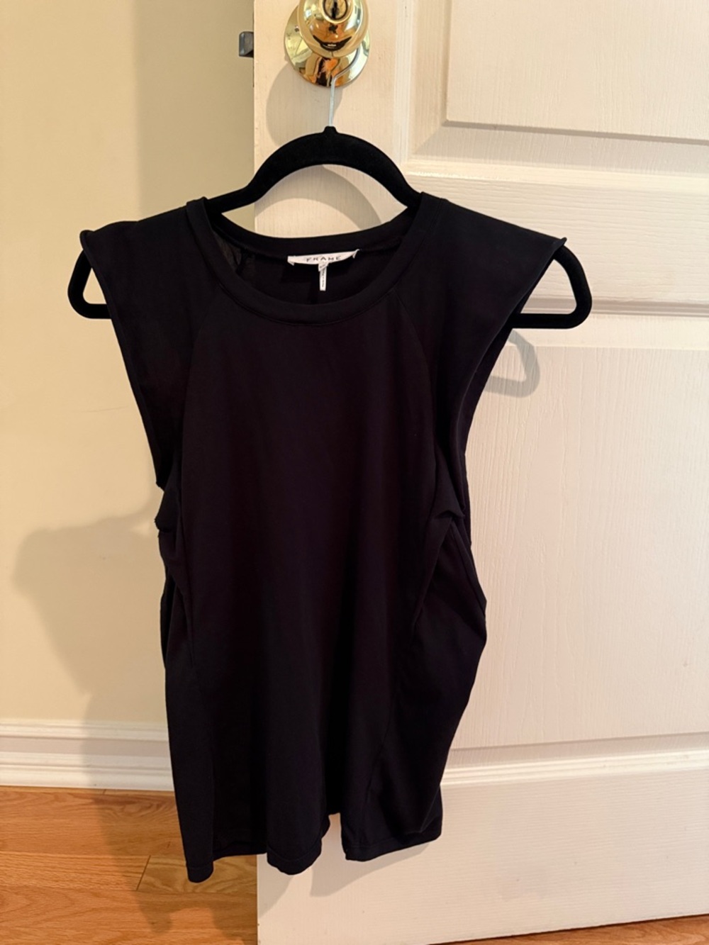 Frame Denim Black Structured-Shoulder Tank